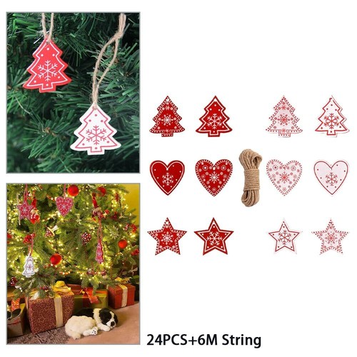 24 piezas Adornos de madera para árboles de Navidad colgantes de pared techo ventana hágalo usted mismo | eBay