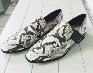 zara snake print loafers