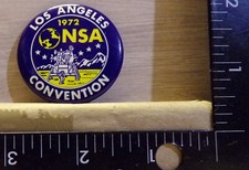 VINTAGE 1972 NSA MOON APOLLO SPACE SHIP EARTH NASA PIN BACK BUTTON CONVENTION