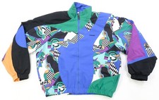 Rare Vtg Head Abstract All Over Print Color Block Jacket 90s Multicolor Wmns Xs