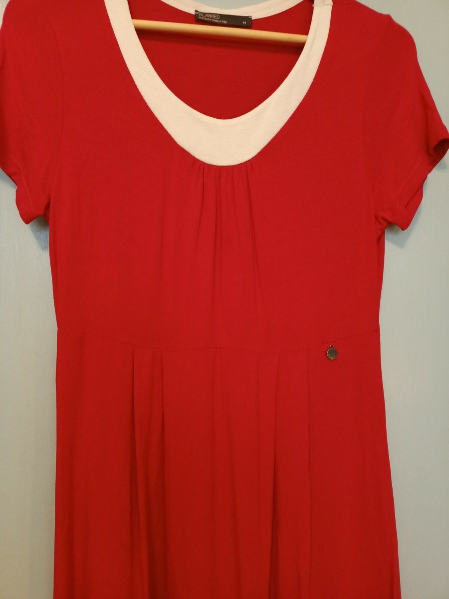 Alan Red red and white dress made in Italy in size M UK