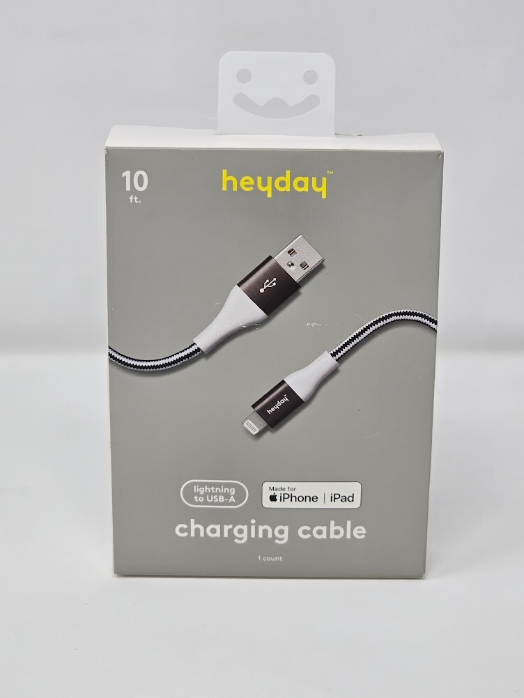 10' Lightning Cable for iPhone/IPad Braided Cable - heyday Black (MFi-Certified)-image