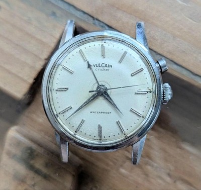 VULCAIN Cricket Handaufzug Uhr Alarm Vintage Off-White Dial Head Only
