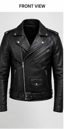 Men's Genuine Leather Biker Jacket- Premium Black Motorcycle Jacket-Handmade - product listing photo