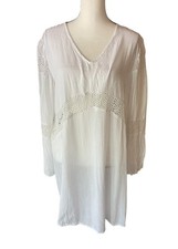 Raviya Women White Rayon Lace Swim Cover-Up Dress Resort Wear Size XL