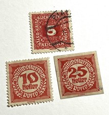 Lot of 3 Austria Postage Due Stamps 1916-1919