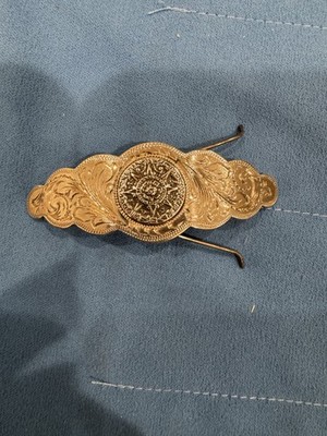 Antique Sterling Silver Hair Clip with Gorgeous Aztec Design from Mexico