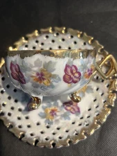 Vtg G&C Japan Fine China Opalescent Footed Cup And Saucer 