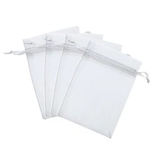 100 Pcs Party Organza Mesh Drawstring Bags Clear Present Jewelry