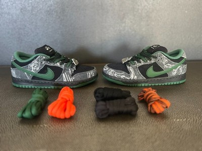 Nike SB Dunk Low THERE Skateboards Black Gorge Green Size 6W / 4.5M No Box Lid