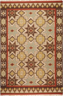 8x11 Carpet Hand Made Wool Brown Southwestern 2034 Rug - Approx 8' x 11'