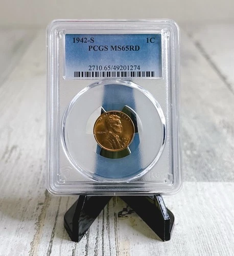 1942 S PCGS MS65RD Red Lincoln Cent 1c Wheat Penny US Mint Coin 1942-S MS-65 OBH