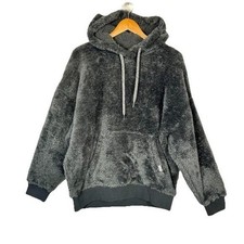 UGG Loyra Sherpa Hoodie Iron Grey Fleece Pullover 1121380 Mens Womens M