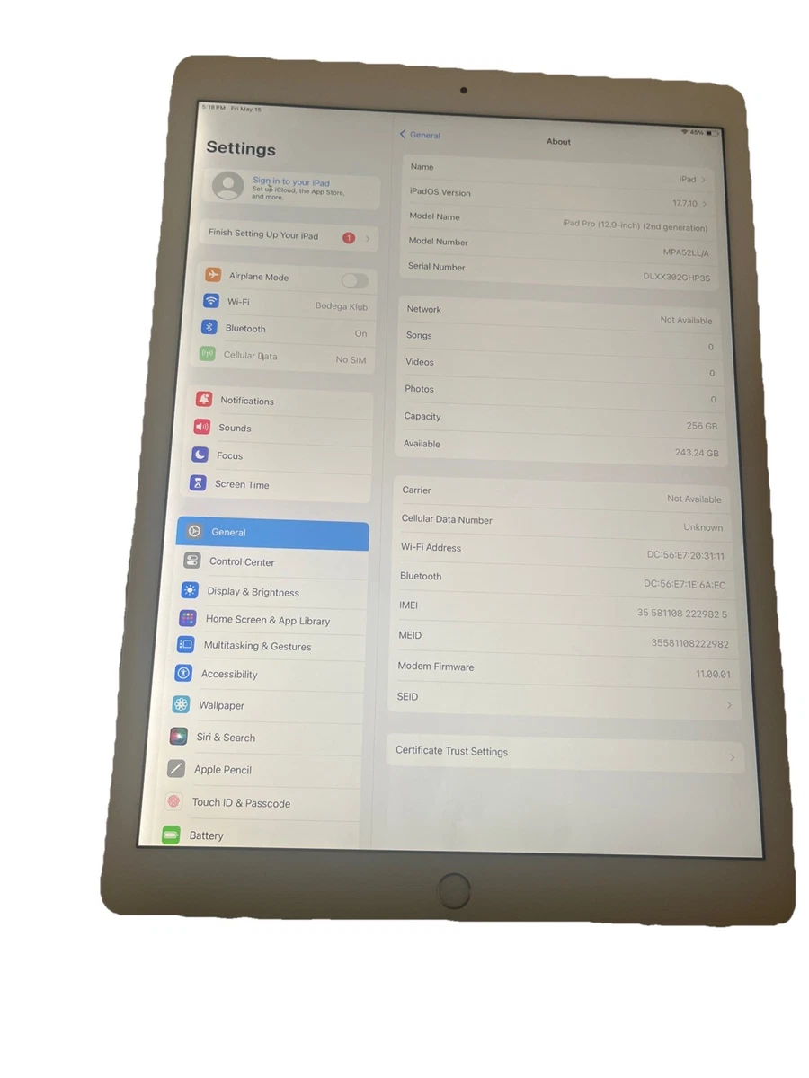 Apple iPad Pro (2nd Generation) 256 GB Tablets for sale | eBay