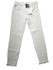 KanCan Jeans Womens 9/28 White Brianna High Rise Ankle Skinny Raw Hem Denim