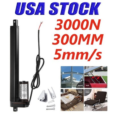 12Inch 300MM High Speed5mm/s Linear Actuator Motor 3000N DC24V Mounting Brackets