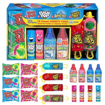 Candy Variety Pack, 18 Count Assorted Lollipops, Bulk 18 Count, Blue