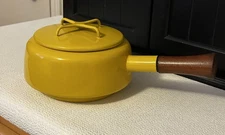 Vintage Dansk IHQ France Yellow Enamel Kobenstyle Fondue Saucepan Pot 1.5 - 2 Qt