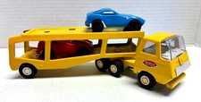 C4 Tonka Steel Classics 9" Yellow Pressed Steel Car Carrier w/2 Corvettes