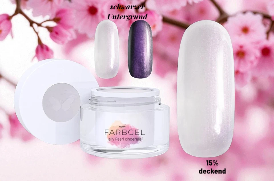 Jolifin UV LED Farbgel Jelly Pearl cinderella Glas Look Perlmutt Rosa Mode 2025 - Bild 4 von 4