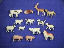 Lot Of 14 Vintage Miniature Jaru Toy Farm Animals Cows, Pig, Sheep, Dog more