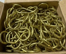Box of 100 Solid Brass S Hooks 1-3/4” 1.75” Light Open Style BNIB