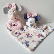 Disney Baby Schmusetuch + Rassel Minnie Maus Schnuffeltuch Kuscheltuch Baby Tuch