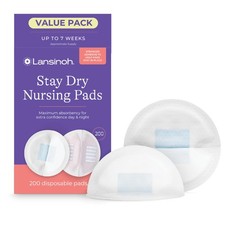 Lansinoh Stay Dry Disposable Nursing Pads, Soft and Super 200 Count, White