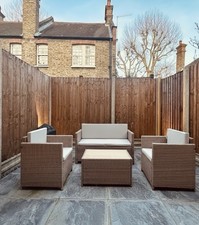 Debenhams Waterproof Garden Furniture 2 Chairs 1 Sofa 1 Glass Top Table Cushions