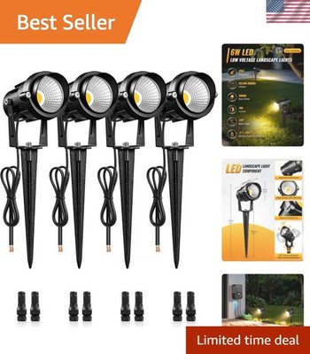 Garden-Ready 6W Low Voltage Spotlights - 4 Pack with Adjustable Connection Heads