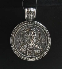 Handmade Sterling Silver Solid Pendant Hallmarked 925 St. Nicholas PE000716 New