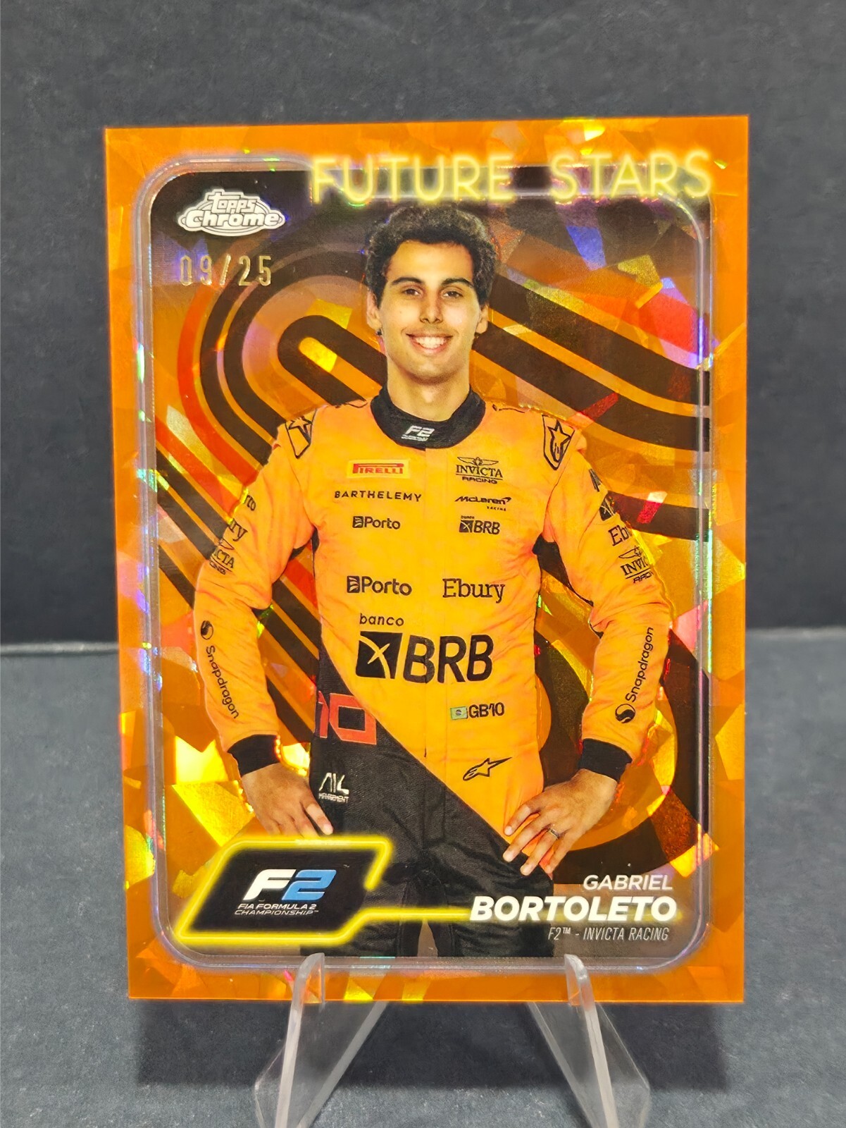 2024 Topps Chrome Sapphire Formula 1 Gabriel Bortoleto Orange 09/25 #28