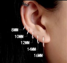 Solid 925 Sterling Silver Classic Hoop Earrings Unisex ALL SIZES