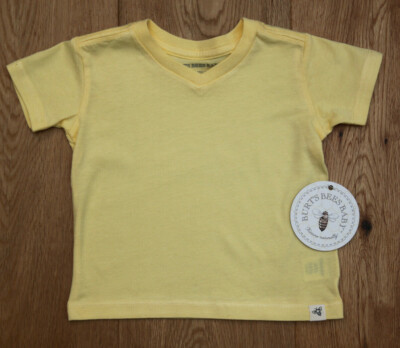 Burt's Bees Baby V-Neck T-Shirt ~ Solid Yellow ~ Organic Cotton ~