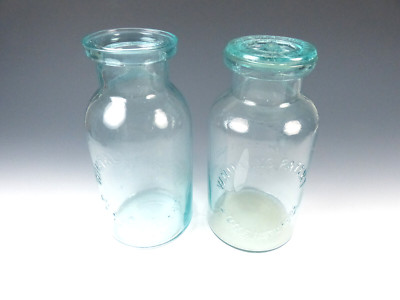 2 Millville Atmospheric Quart Fruit Jars Whithall's Pat June 18th 1861 w 1 Lid