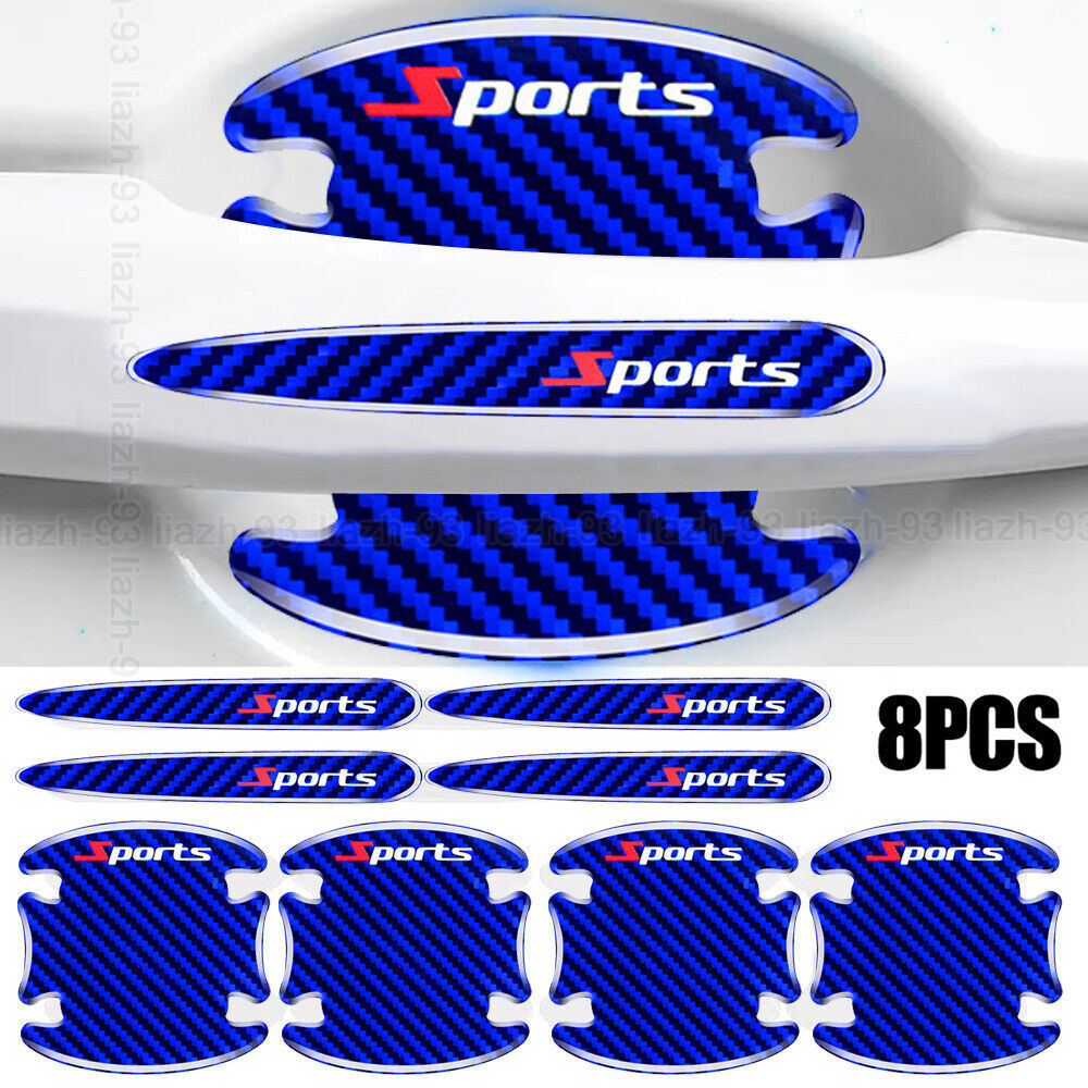 8Pcs Car Door Handle Bowl Sticker Protector Film Anti-Scratch Accessories Blue