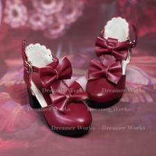1/4MSD 1/3SD BJD Shoes High Heels Detachable Bows Thick Sole Pointed Toe 5Colors