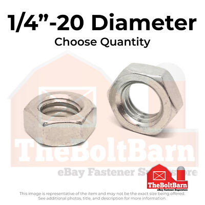 1/4''-20 316 Stainless Steel Hex Jam Nuts (Pick Quantity)