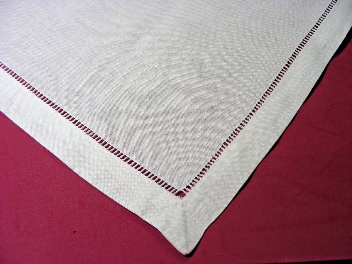 Embroidery Blanks - Set of 4 - 19 Hemstitched Linen/Cotton Table Napkins,  White
