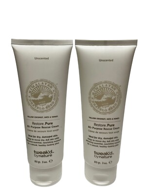 2 Pack Tweak-d Restore Pure All-Purpose Rescue Cream Unscented 3 oz Each Tube