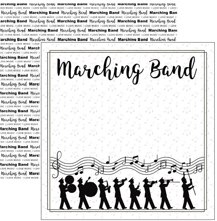 Merching Paper Marching Band - music scrapbook paper, DS, Scrapbook Customs #38774 | eBay