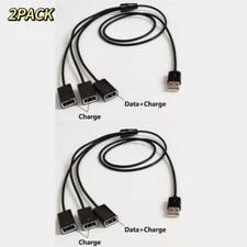 FLEAVER 2PACK 3FT 3 in 1 USB Male to 3 USB Female Jack Data Sync Charging Cable