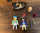 Playmobil Vintage 3791 Pirate, Musket, Barrel,  jug & 3792 Pirate with Rowboat