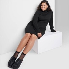 NEW! Women's Long Sleeve Bodycon Sweater Turtleneck Dress, Black