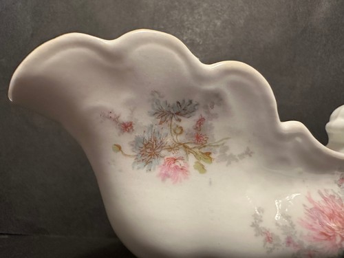 Antique Homer Laughlin Porcelain Colonial Gravyboat, Sauce, Flowers, Mums - Picture 8 of 16