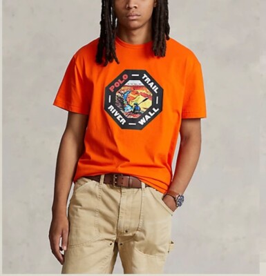 Tシャツ・カットソー POLO RALPH LAUREN / POLO TRAIL  WALL T-SHIRT BIG SIZE Polo Ralph Lauren Orange POLO TRAIL RIVER WALL Graphic Short