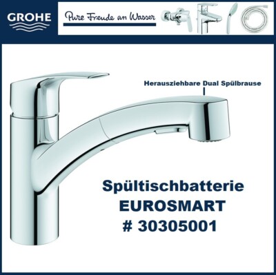 GROHE Küchenarmatur Eurosmart Spültischarmatur herausziehbare Brause Wasserhahn