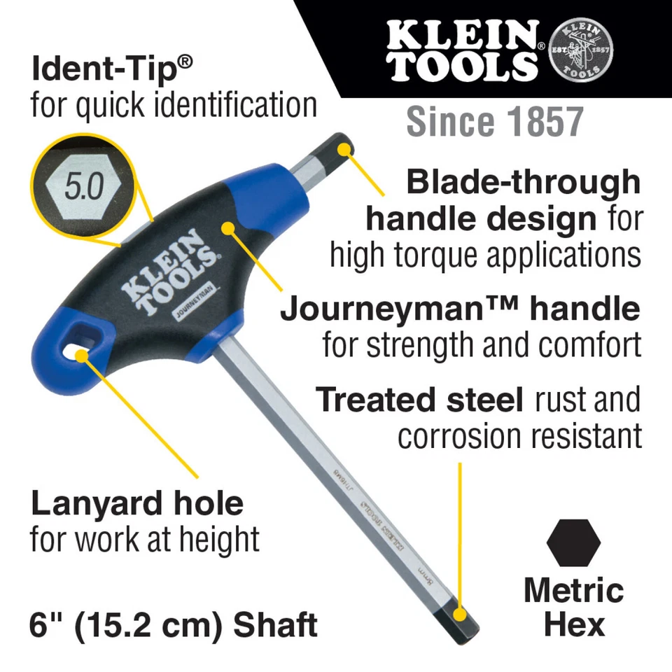 Klein Tools JTH68M Hex Key Set, Metric, T-Handle, 6-Inch with Stand, 8-Piece - Image 2 of 4