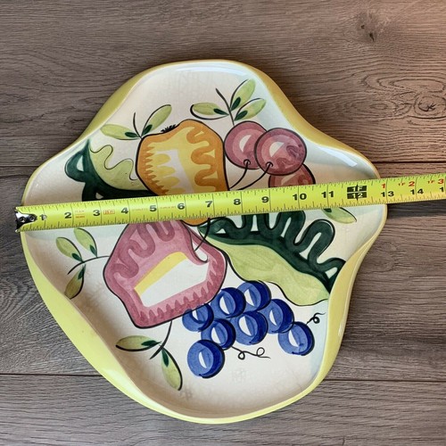 Italienische handgefertigte Servierplatte, handbemalte Obstbilder Keramik Vintage - Bild 6 von 7