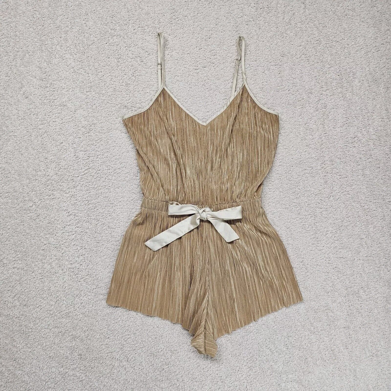 Victoria’s Secret Champagne Gold Shimmer Pleated Romper Lingerie in XS